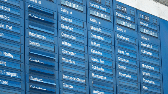 train schedule board